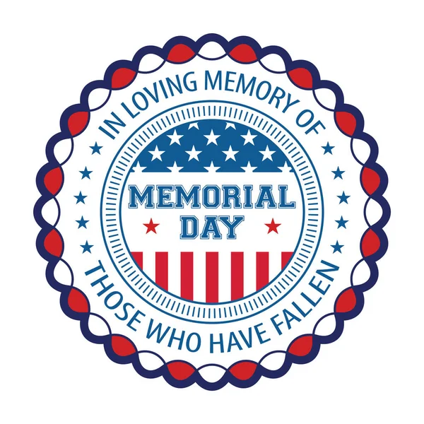 Vector Illustration American Memorial Day Sign — Stock Vector