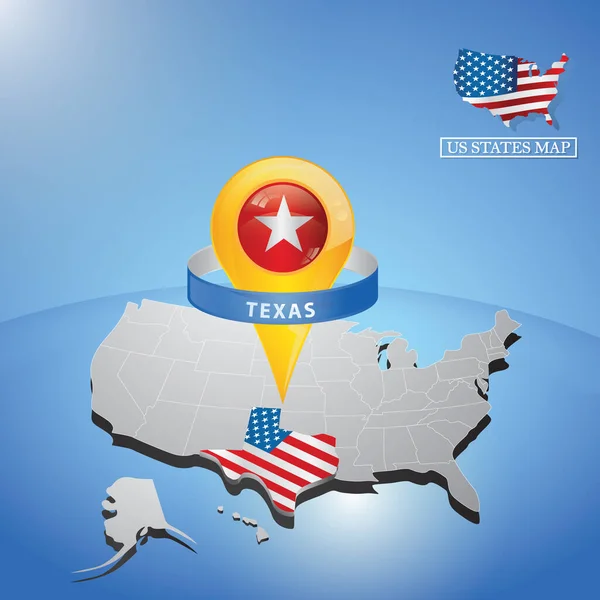 Texastillstånd Kartan Över Usa — Stock vektor
