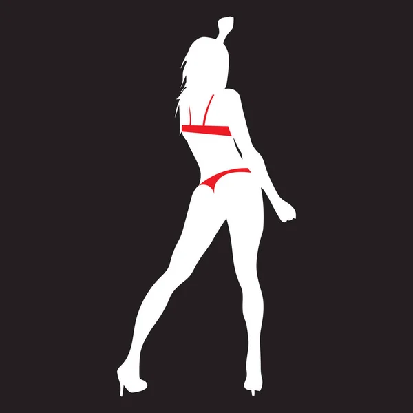 Donna Bikini Icona Piatta Illustrazione Vettoriale — Vettoriale Stock
