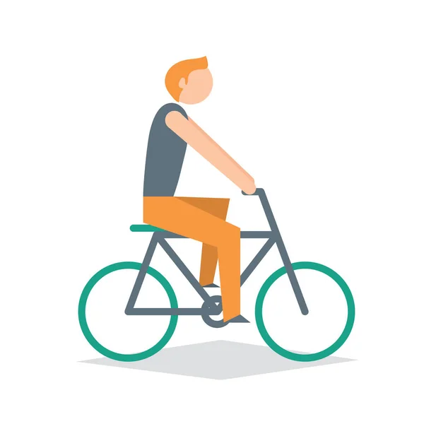 Hombre Montar Bicicleta Vector Estilizado Ilustración — Vector de stock