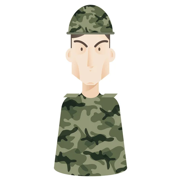 Soldat Med Kamouflage Uniform Vit Bakgrund — Stock vektor