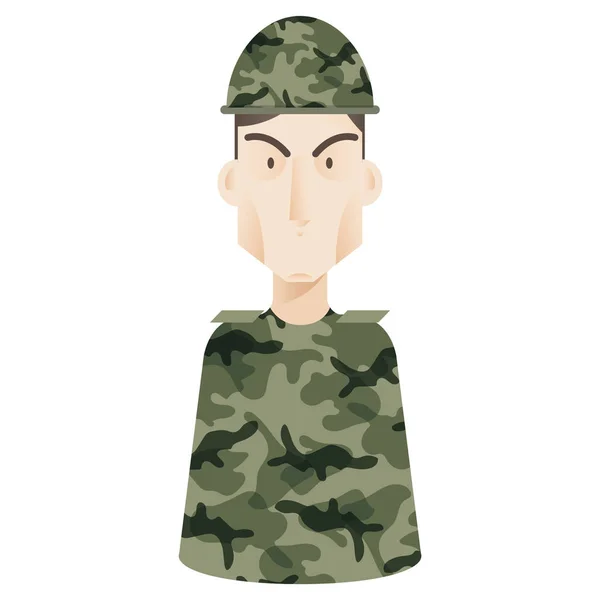 Soldado Con Uniforme Camuflaje Sobre Fondo Blanco — Vector de stock