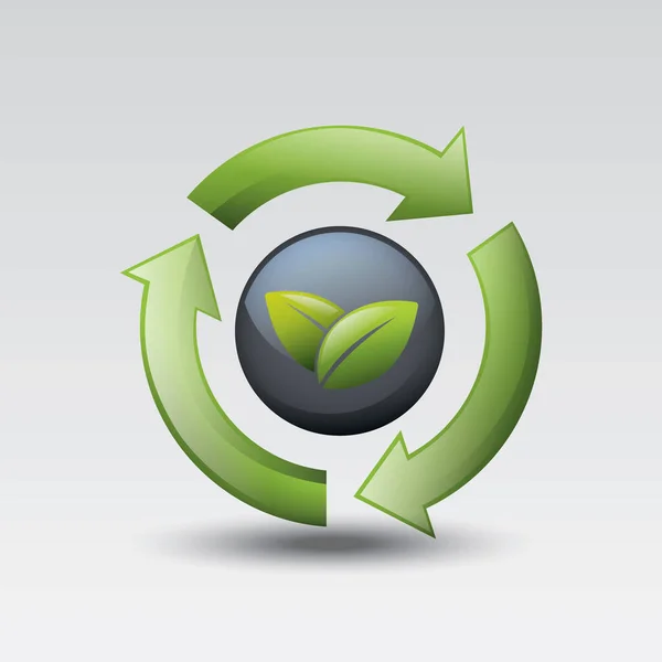 Ilustracja Wektorowa Zielonego Symbolu Recyklingu — Wektor stockowy