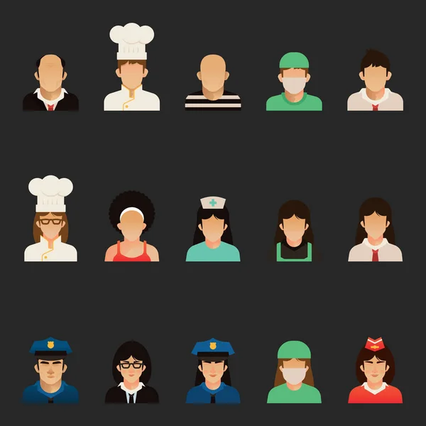 Illustrazione Vettoriale Persone Icone Dello Chef — Vettoriale Stock