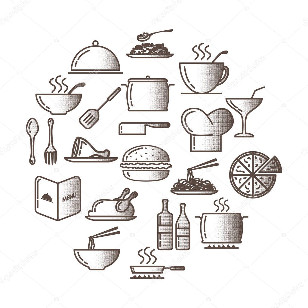 Collection of food icons flat icon, vector illustration 