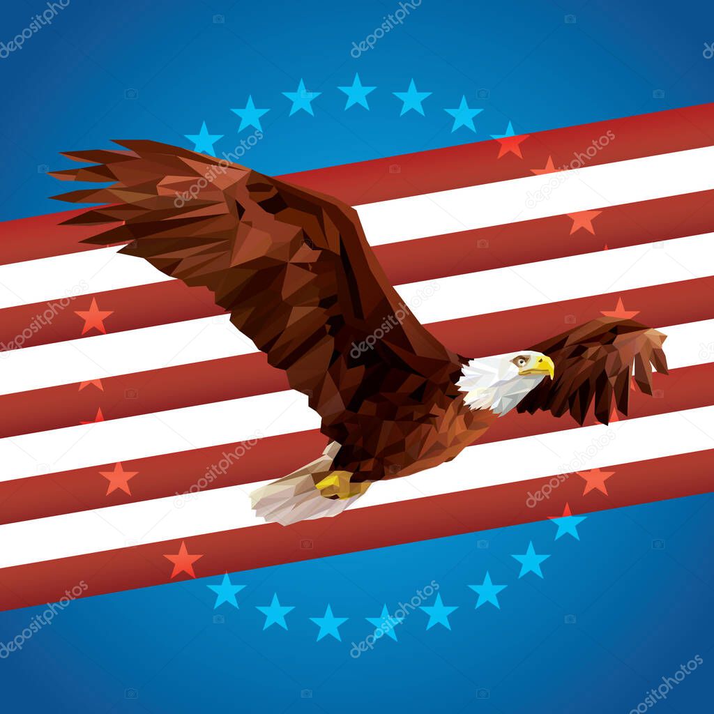 Bald eagle poster flat icon, vector illustration