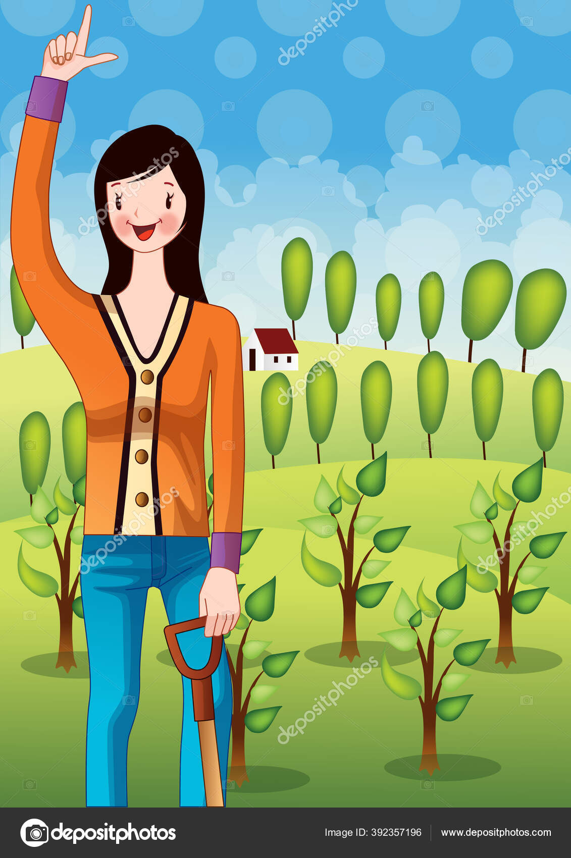 Vektor Ilustrasi Dari Seorang Wanita Taman Stok Vektor C Captainvector 392357196