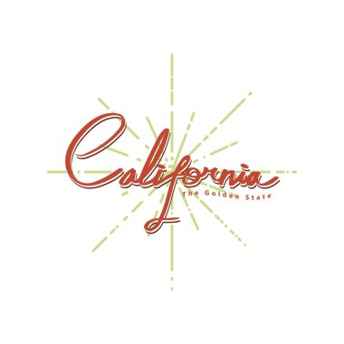 Kelime California düz simgesi, vektör illüstrasyonu