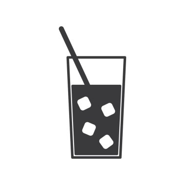 Kokteyl ikonu. Web için cam vektör simgelerinin düz çizimi