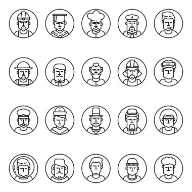 İnsan koleksiyonu ve meslek biçimlendirilmiş vektör illüstrasyonu