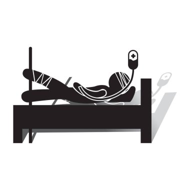 Hastanedeki hasta, stilize vektör çizimi