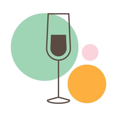 şarap cam ikonu, vektör illüstrasyonu