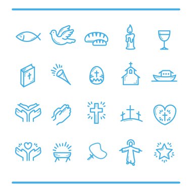 Katolik dini simgeleri vektör illüstrasyonunu biçimlendirdi
