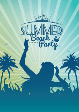Summer Beach parti ikonu, vektör illüstrasyonu