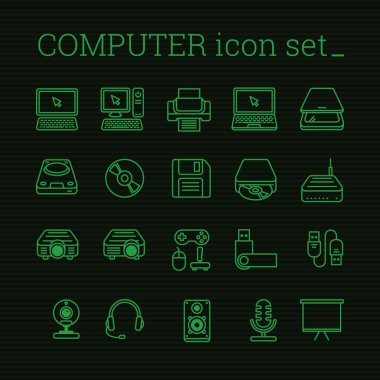 Bilgisayar simgelerinin koleksiyonu biçimlendirilmiş vektör illüstrasyonu