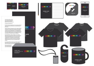 Şirket kimlik tasarımları, biçimlendirilmiş vektör illüstrasyonu