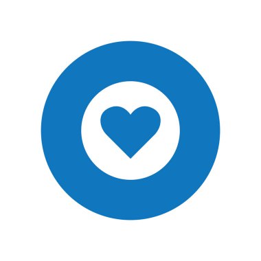 Beyaz arkaplan vektörü illüstrasyonunda siyah çemberdeki kalp simgesi