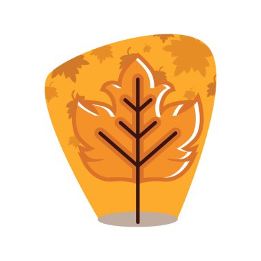 Sonbahar, beyaz arkaplanda izole edilmiş çizgi film tarzında bir simge bırakır. Akçaağaç yaprağı sembolü çizimi.