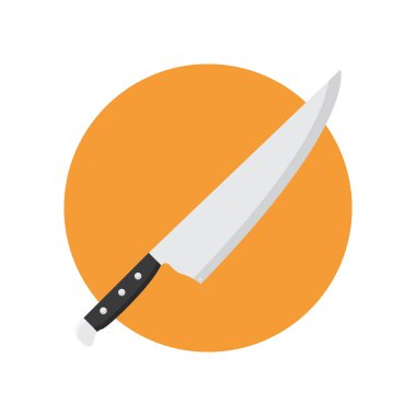 Beyaz arka planda izole edilmiş düz stil bıçak ikonu. pizzacı sembolü vektör illüstrasyonu