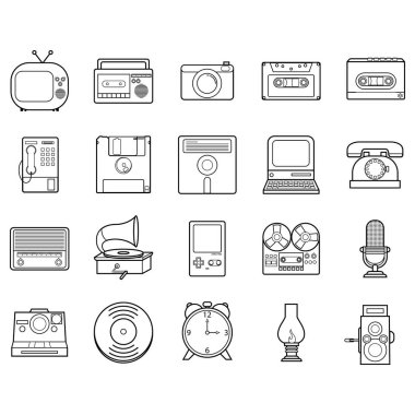 Modern satır aygıtı simgelerinin vektör çizimi.