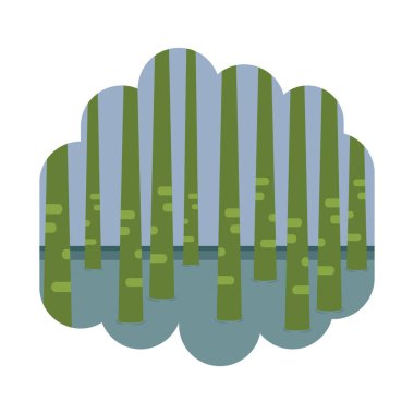 Bambu ormanı düz ikonu, vektör illüstrasyonu