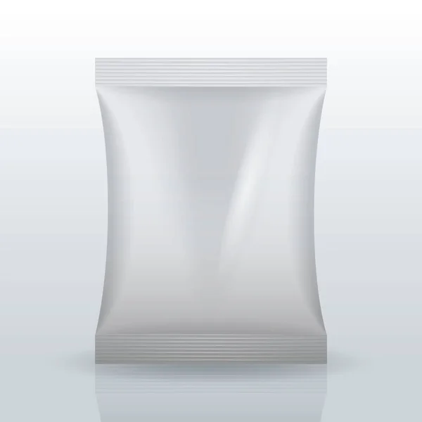 Modèle Sac Papier Blanc Vierge Sur Fond Gris — Image vectorielle