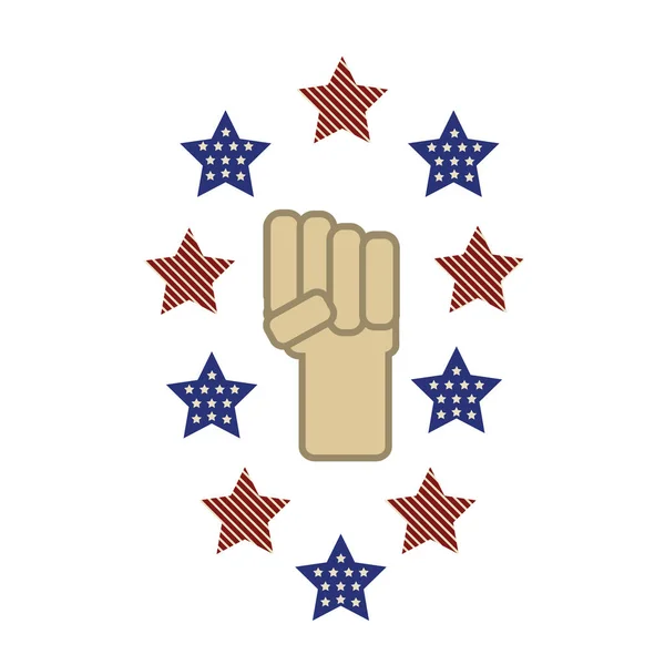 Kézfogás Csillag Zászlóval Egyesült Államok Vektor Illusztráció — Stock Vector