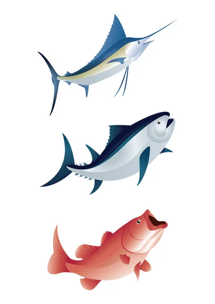 Peixes Ícone Plano Ilustração Vetorial — Vetor de Stock