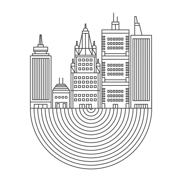 Ilustração Vetorial Edifícios Modernos Cidade — Vetor de Stock
