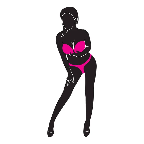 Donna Bikini Icona Piatta Illustrazione Vettoriale — Vettoriale Stock