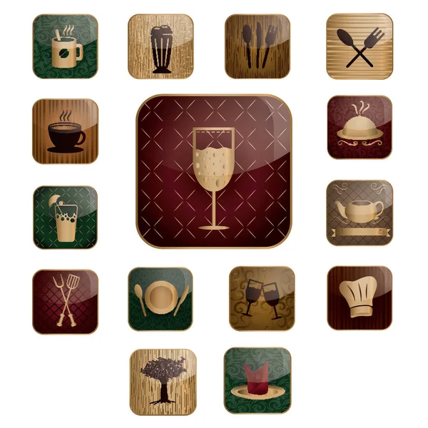 Collection Icônes Alimentaires Icône Plate Illustration Vectorielle — Image vectorielle