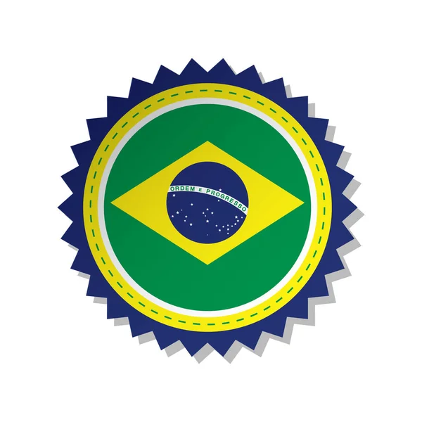 Vector Brazil Flag Stamp Badge — Stock Vector