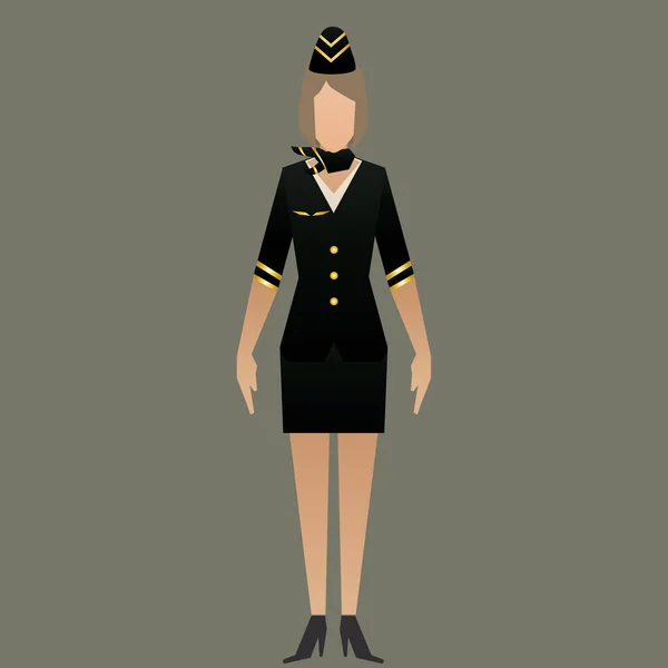 Stewardesa Płaska Ikona Ilustracja Wektora — Wektor stockowy