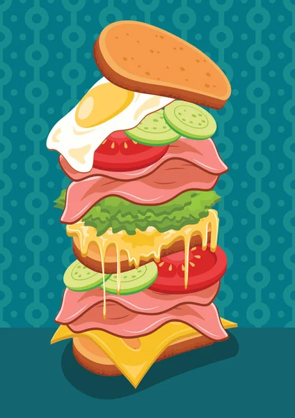 Illustration Vectorielle Sandwich Couche Par Couche — Image vectorielle