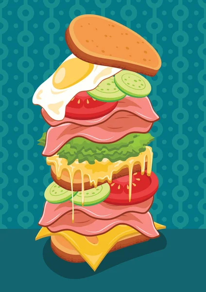 Ilustración Vectorial Una Capa Sándwich Por Capa — Vector de stock