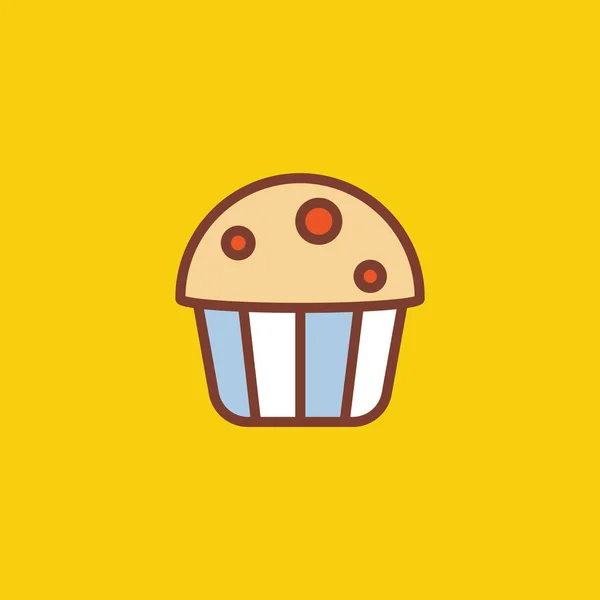 Icône Cupcake Symbole Anniversaire Illustration Vectorielle Plate — Image vectorielle