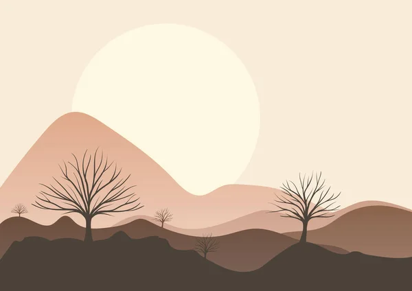 Desert Landscape Flat Icon Vector Illustration — Stock Vector