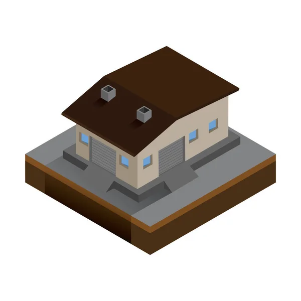 Vista Isométrica Uma Casa Com Telhado —  Vetores de Stock