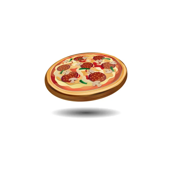 Pizza Con Queso Verduras Aisladas Sobre Fondo Blanco — Vector de stock