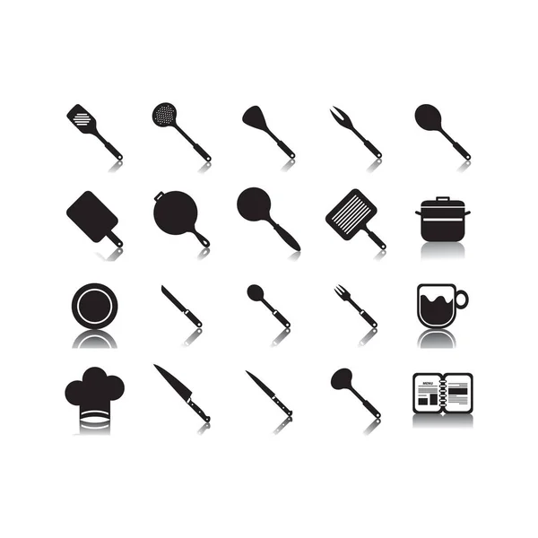 Набір Кухонного Посуду Плоский Значок Векторні Ілюстрації — стоковий вектор