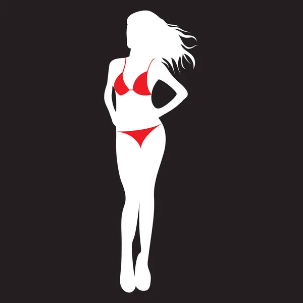Kvinna Bikini Platt Ikon Vektor Illustration — Stock vektor