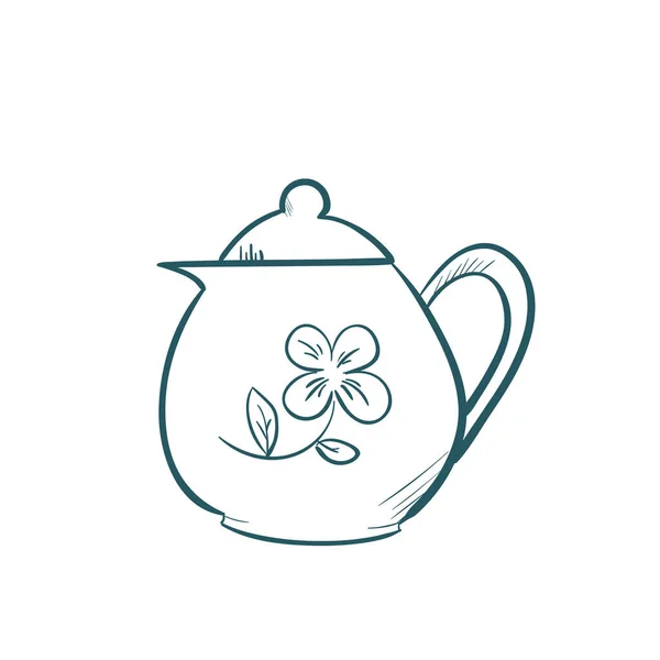 Teapot Flat Icon Vector Illustration — Stock Vector