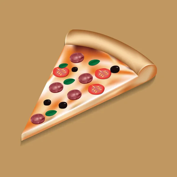 Vector Ilustración Pizza Con Queso Tomate — Vector de stock