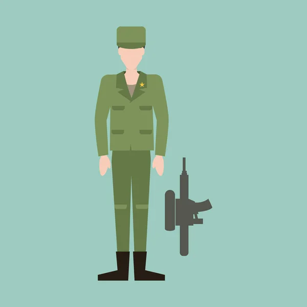 Hombre Con Arma Fondo Del Paisaje — Vector de stock