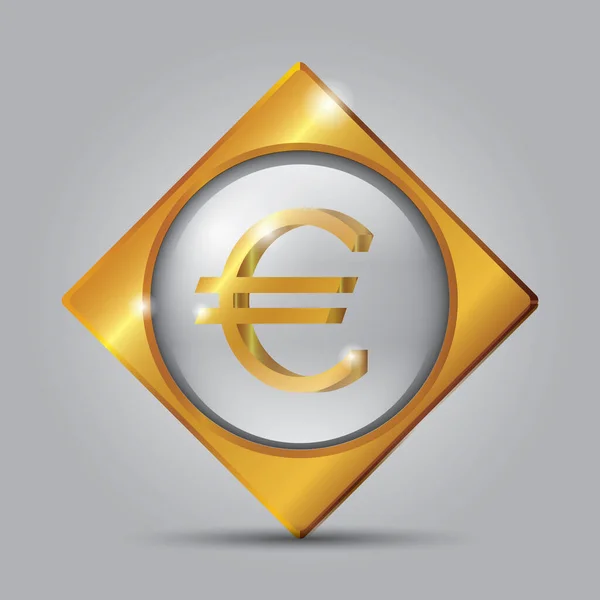 Símbolo Euro Com Moedas Ouro — Vetor de Stock
