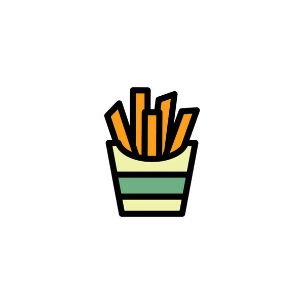 French Fries Icon Flat Color Style Vector Illustration — Stock Vector