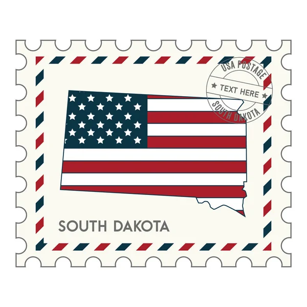 Sello Postal Con Imagen Bandera Estados Unidos América — Vector de stock