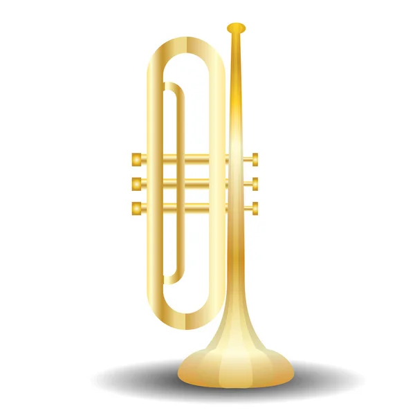 Golden Trumpet Isolated White Background — Stock Vector