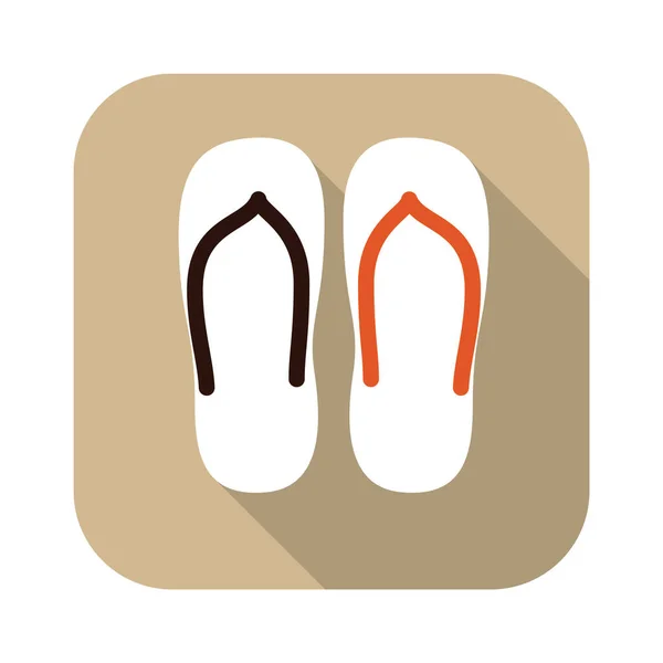 Flip Flops Icon Beach Slippers Summer Vacation — Stock Vector