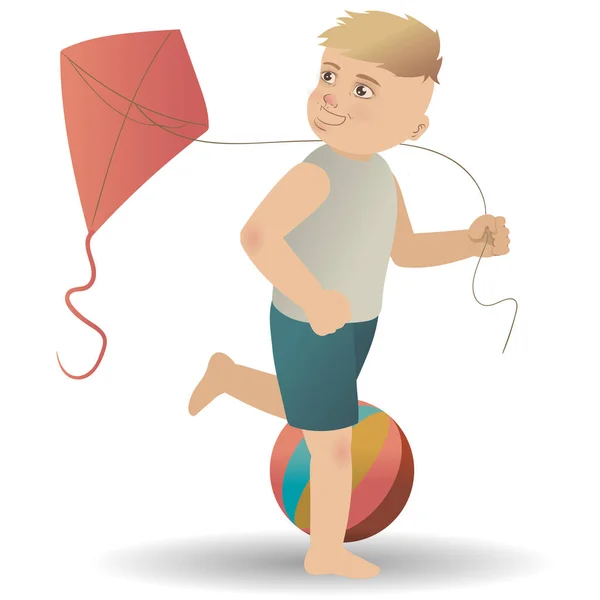 一个带降落伞的男孩的图片 — 图库矢量图片